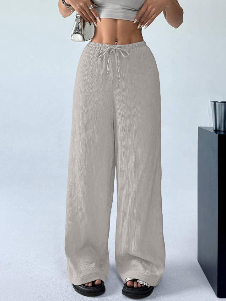 Greciilooks WomenS Loose High Rise Trouser | High-Waist Korean Pants | Formal Track Pant | Cargo Style Baggy Trendy Beige