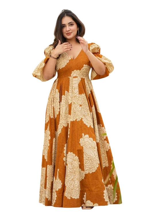 Wedani Rayon Dress for Women Mustard