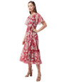 SMOWKLY Womens Floral Printed Georgette Midi Dress || Half Sleeve Fit & Flared Hem || A-Line Knee Length Gown Casual Wear (1683