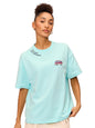 The Souled Store Explore Women and Girls Short Sleeves Round Neck Blue Embroidered Cotton Oversized T-Shirts