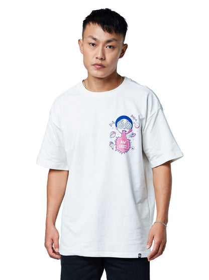 The Souled Store Official Rick and Morty: Aw GeezWhite Oversized T Shirts for Men Baggy Off-Shoulder Loose Fit Relaxed Drop Shou