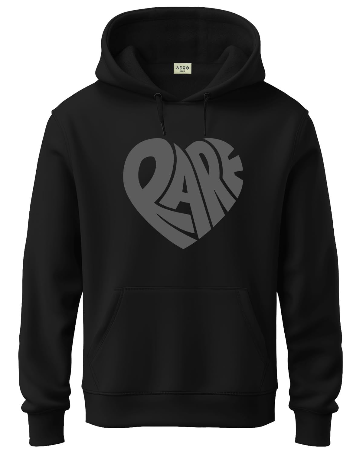 ADRO Men's Cotton Neck Hooded Sweatshirt (H24-RARE-BL_Black