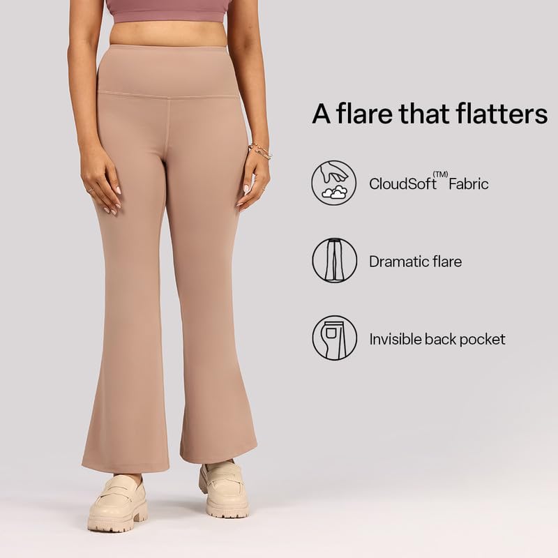 BlissClub Ultimate Flare Pants Lite for Women Above 55 ft Tall | High Waist Trousers and Formal Pants for Office wear | Comfort