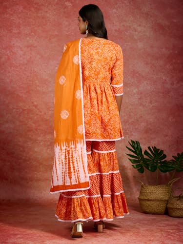 Libas WomenS Cotton Kurta Set (35233_Orange