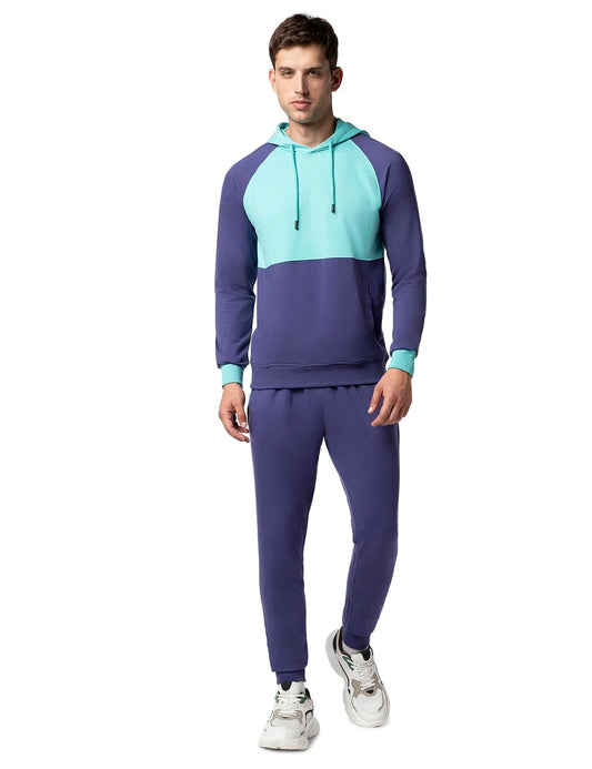 FYLTR Mens Colourblock Hoodie & Jogger Casual Co-ord Set - Raglan Sleeve Detail | Utility Side Pockets | Full Sleeve