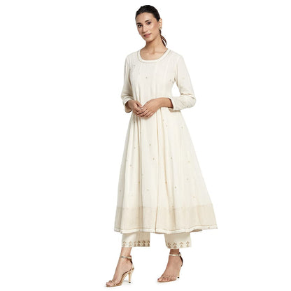 Fabindia Women Cotton Long Kurta Natural