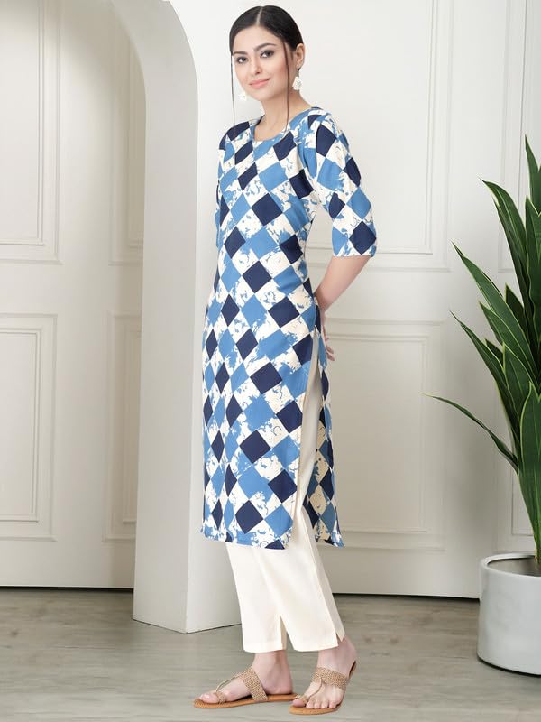Pinkmint WomenS Crepe Printed Kurta Pant Straight Kurta Set For Women(Pack Of 3)