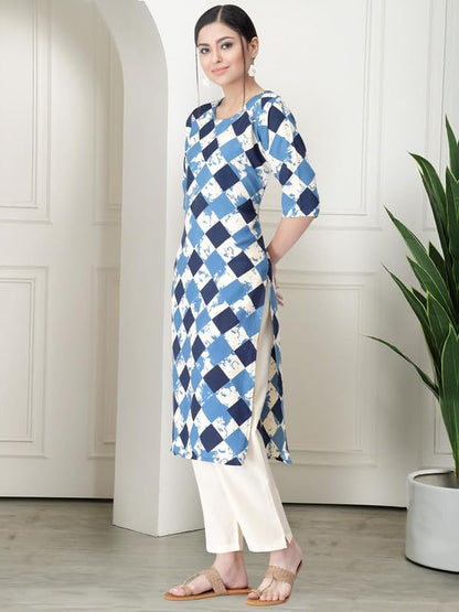 Pinkmint WomenS Crepe Printed Kurta Pant Straight Kurta Set For Women(Pack Of 3)
