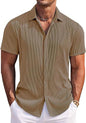CB-COLEBROOK Mens Casual Shirts Short Sleeve Button Down Loose Fit Shirt for Men Wedding Beach Fashion Shirt (in, Alpha, 2XL, R