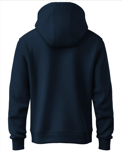 ADRO Mens Cotton Blend Neck Hooded Sweatshirt (H24-BCL-NB_Navy Blue