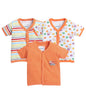 BUMZEE Orange & White Boys Regular Fit Half Sleeves Jablas Pack of 3 Age - 9-12 Months (Peb8216E-Org.Wht)