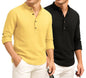 Deelmo Combo Of MenS Cotton Blend Solid Regular Fit Full Sleeve Short Kurta | MenS Trendy Short Kurta Pack Of 2 Yellow - Black