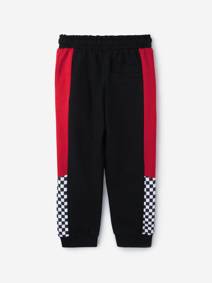 The Souled Store Official Cars: Lightning McQueen Racing Boys Drawstring Black Graphic Printed Cotton Joggers
