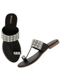 Shoetopia Womens/Girls Black Open Back One Toe Flats