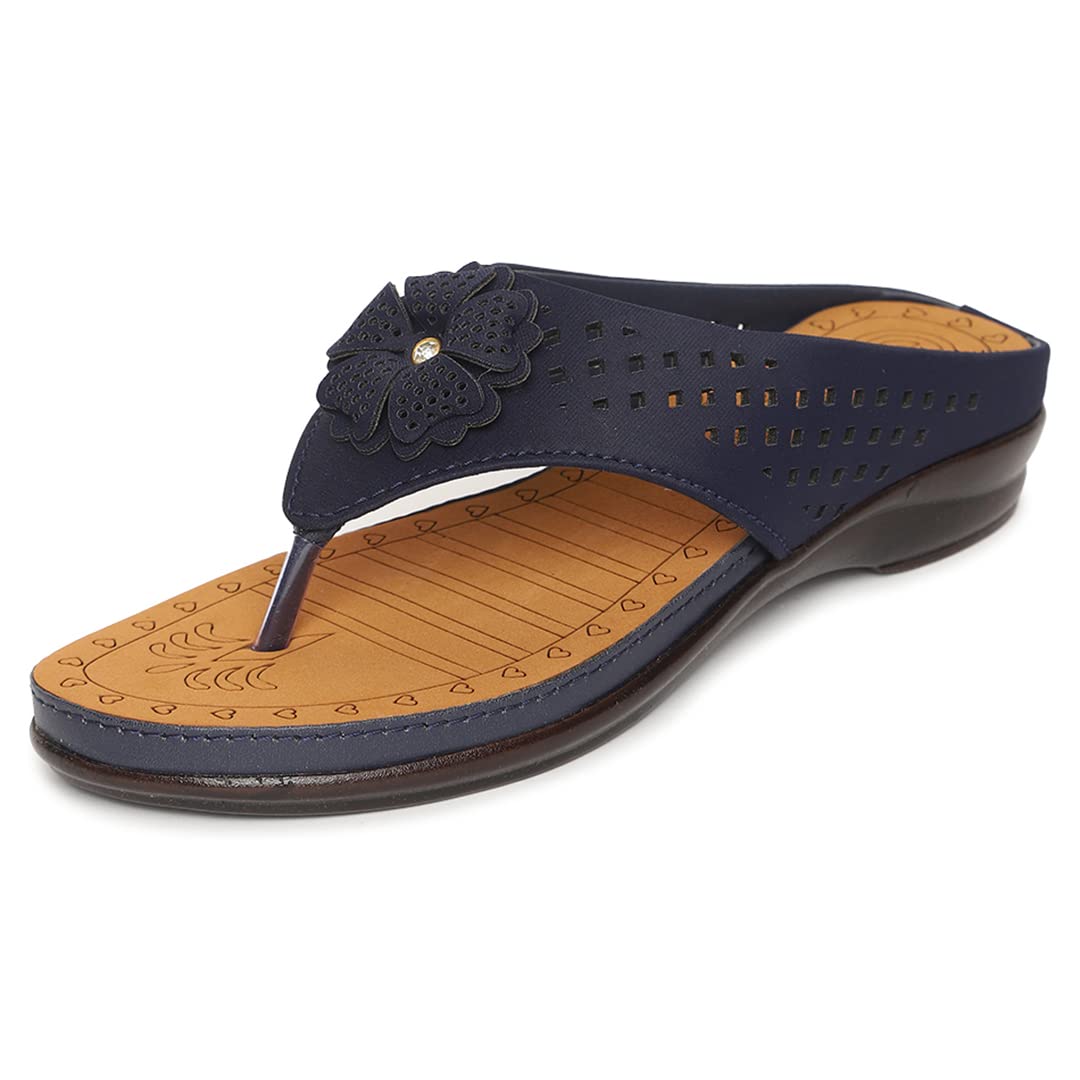 Ortho Joy WomenS Doctor Orthopedic Soft Slippers - Navy Blue