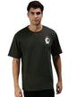 Veirdo Mens Oversize Loose Baggy Fit Drop Shoulder and Skull Pocket Print Design Short Sleeve T-Shirt