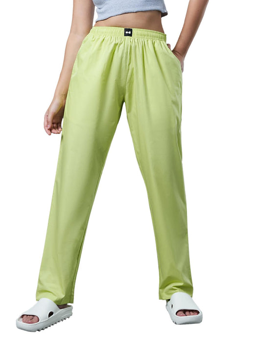 Bewakoof WomenS Solid Regular Fit Cotton Pyjama_620064_Green_L