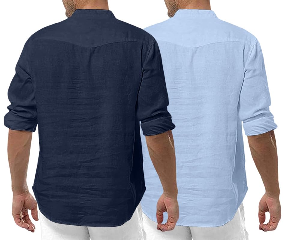 Royalscout MenS Cotton Polyester Blend Solid Regular Fit Full Sleeve Short Kurta | Ethnic, Lightweight Summer Kurta For Daily &