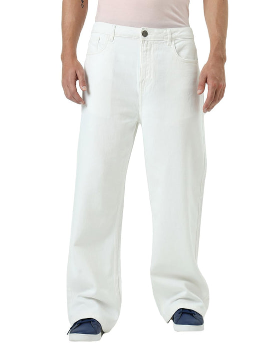 Bewakoof MenS Super Baggy Fit Jeans_624263_White_28