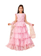 Aarika Girls Ethnic Wear Pink Colour Embellished Tissue Lehenga Choli Set (5-15 Years)
