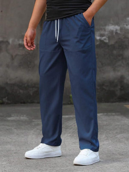 SMOWKLY Mens Poly-Lycra Premium Stretch Trackpants || Wrinkle Free, Relaxed Fit, Elastic Waist, Tapered Fit || Best for Summer