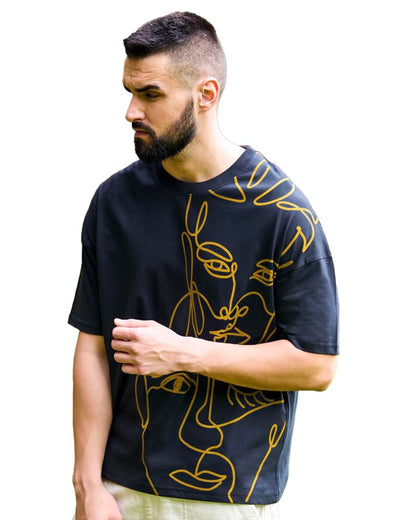 Noble Monk Loose Fit Round Neck T-Shirt For Men Navy Blue