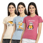 Preneum Womens Cotton Regular Fit Latest Graphic Stylish Printed Short Sleeves Casual T-Shirt || Latest Trendy & Styles (Pack 3