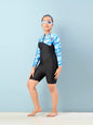 Aarika Girls Sports Wear Black-Blue Colour Cartoon Print Nylon Swim Suit with Goggle (2-9 Years)-(SW-SHM-GPCH-AB-612-BLACK-BLUE-