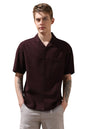 Dennis Lingo Men Relaxed Fit Wine Half Sleeves Cotton Shirt