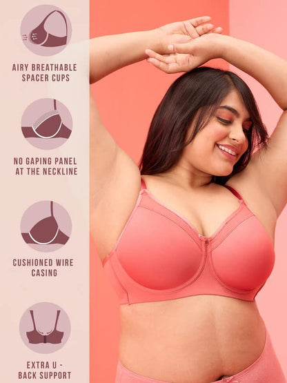 NYKD Everyday Full Coverage & Support Bra with Power Mesh Detailing, Breathable, Double Layered, Lightly Padded, Seamless | Ligh