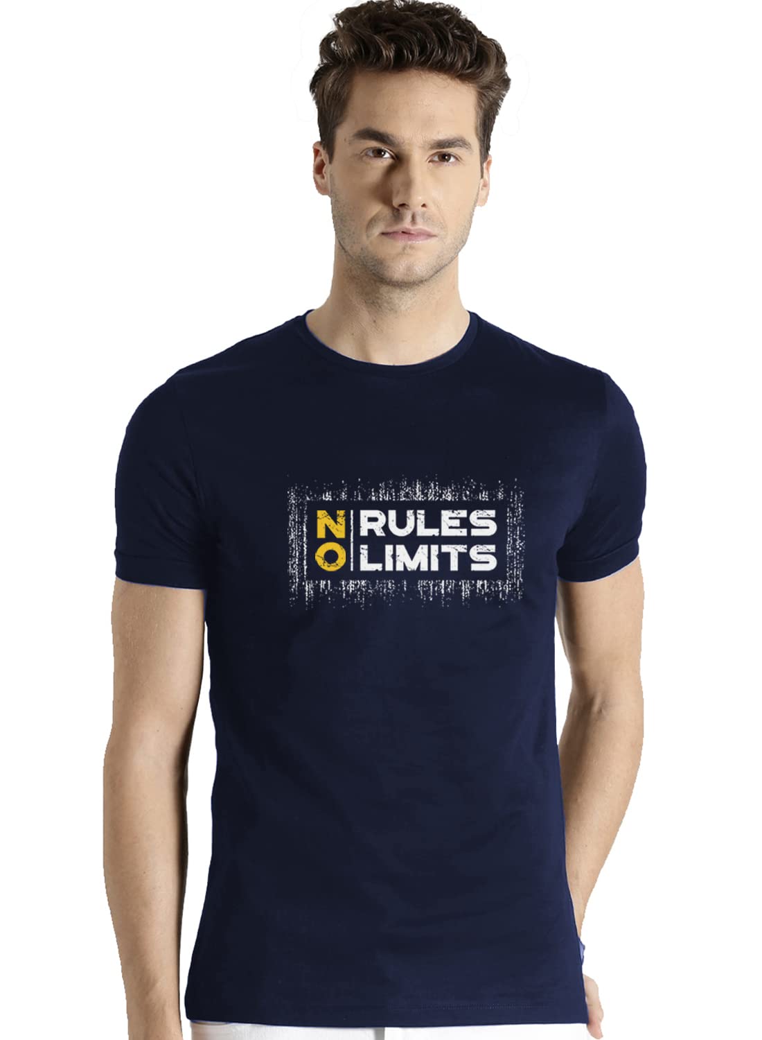 ADRO No Rules No Limits Mens Printed T-Shirt (RNR-M-LIM-NB_Navy)