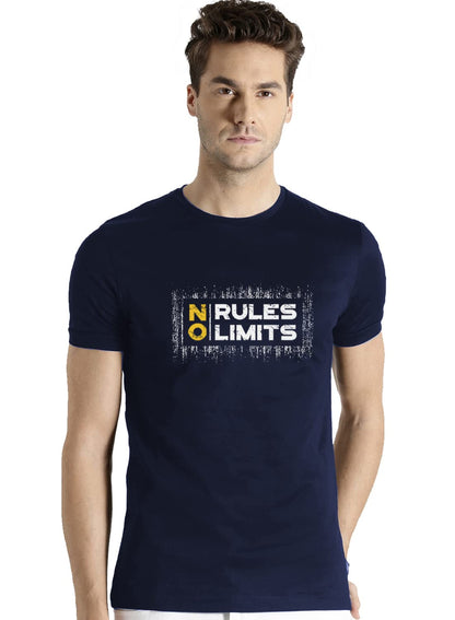 ADRO No Rules No Limits Mens Printed T-Shirt (RNR-M-LIM-NB_Navy)