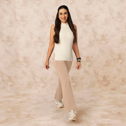 BlissClub Ultimate Flare Pants for Women Upto 54 ft | Ribbed Waistband, 4 Pockets | High Waist Trousers and Formal Pants for Of
