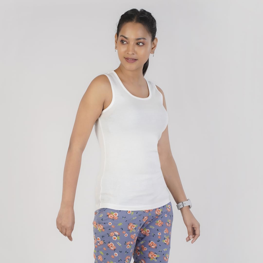 Rupa Colors Playsure Solid 100% Combed Cotton Rib Fabric, Womens Tank Top, Sleeveless Pack of 1