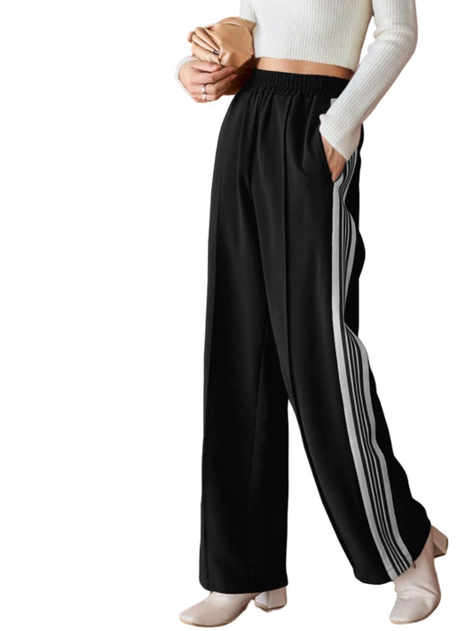 Greciilooks WomenS Relaxed Fit High Rise High-Waist Korean Style Trousers | Elegant Pants | Stylish Formal & Casual Wear Black