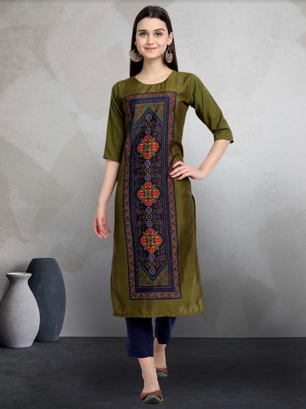 Pinkmint Elegant Printed Crepe KurtiS For WomenS Ll Fashionable Kurti Combo Set Ll Stright Round Neck Kurti (Pack Of 6)