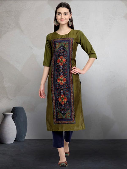 Pinkmint Elegant Printed Crepe KurtiS For WomenS Ll Fashionable Kurti Combo Set Ll Stright Round Neck Kurti (Pack Of 6)