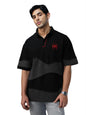 The Souled Store Spider-Man: Miles Morales Men and Boys Short Sleeves Collared Neck Button Front Black Embroidered Cotton Oversi