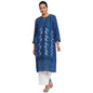 Fabindia Women Blend Printed Straight Long Kurta Viscose_Blue