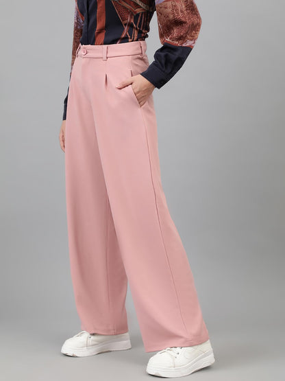 Kotty Womens Polyester Blend Straight Fit Trousers Salmon Pink