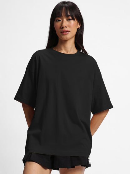 JUNEBERRY Pure Cotton Drop Shoulder Oversized Baggy Fit Half Sleeve Plain Solid Round Neck Multicolor T-Shirt for Women & Girls