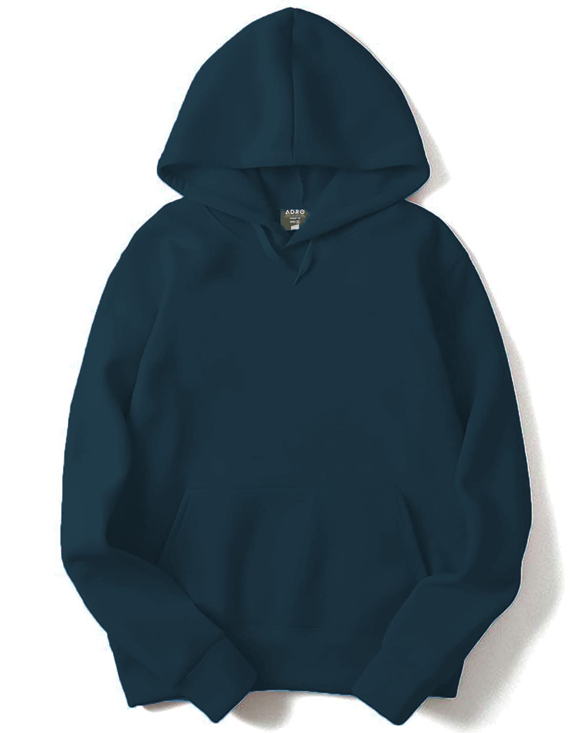 ADRO Men's Cotton Neck Hooded Sweatshirt (H22-1-PLN-SB_Teal)