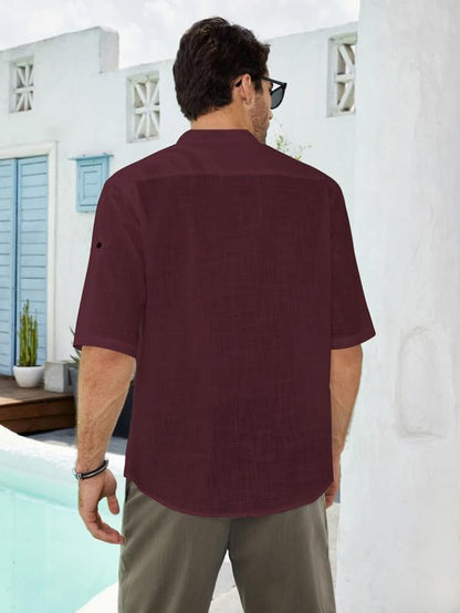 Be Active MenS Solid 100% Cotton Short Kurta With Mandarin Collar || 3/4Th Sleeves Short Kurta For Men Cotton || Stylish Short