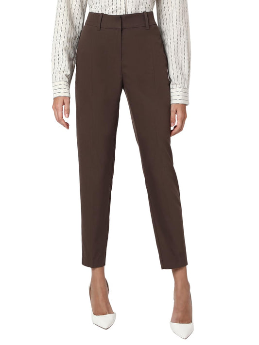 Vero Moda Women Tapered Fit Mid-Rise Brown Trouser