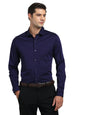 Turtle Men 100% Cotton Slim Fit Solid Full Sleeve Party Shirt Indigo Blue