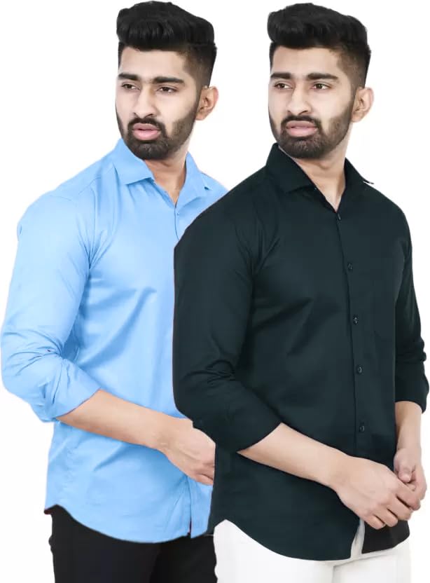 Tee Projekt Premium Plain Cotton Shirt for Men | Cotton Shirt | Casual Shirt | Solid Shirt | Full Sleeves | Formal Shirt (NS-ST1