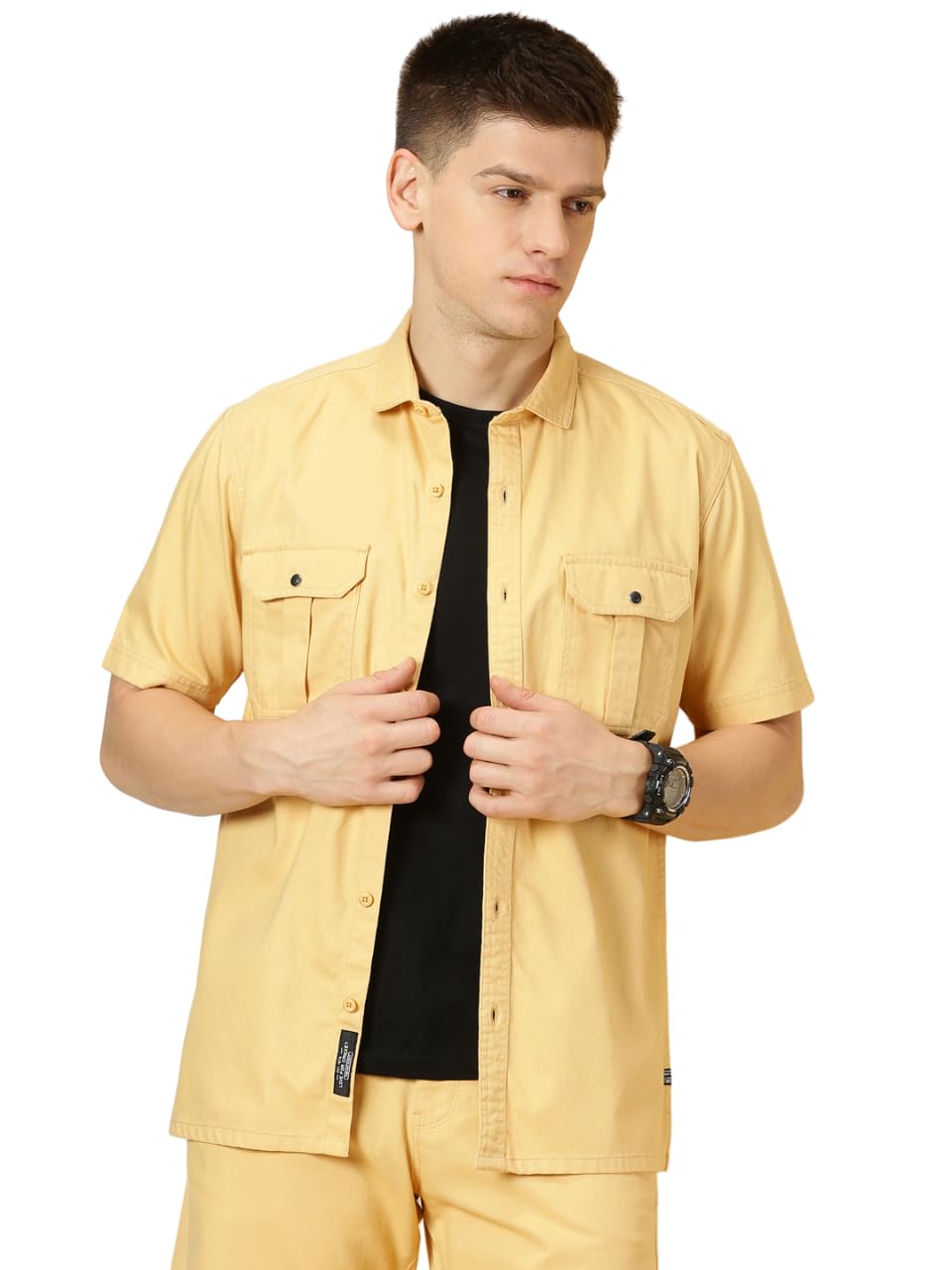 Thomas Scott Mens | Half Sleeve | Double Pockets | Solid | Regular Fit Plus Size | 100% Cotton | Spread Collar | Casual Shirts (