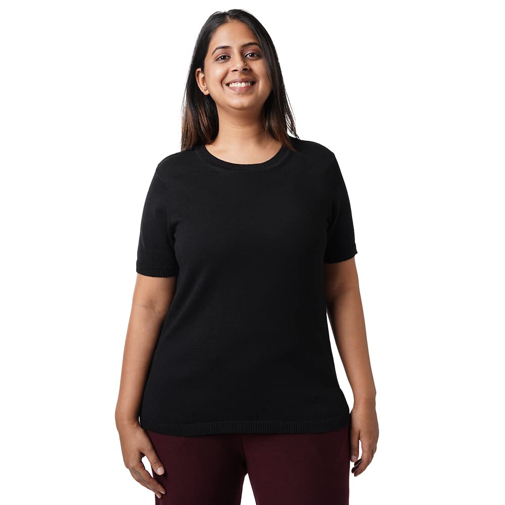 BlissClub Women at-Ease Cotton Knit Tees | 100% Cotton | CottonKnit Fabric | Loose Half-Sleeves | Western Tops | Side-Slits | Hi