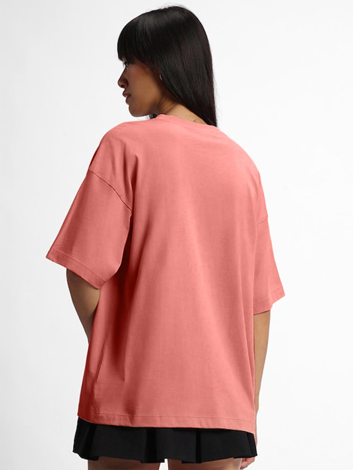 JUNEBERRY Pure Cotton Drop Shoulder Oversized Baggy Fit Half Sleeve Plain Solid Round Neck Multicolor T-Shirt for Women & Girls