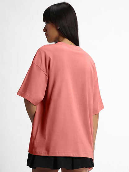 JUNEBERRY Pure Cotton Drop Shoulder Oversized Baggy Fit Half Sleeve Plain Solid Round Neck Multicolor T-Shirt for Women & Girls